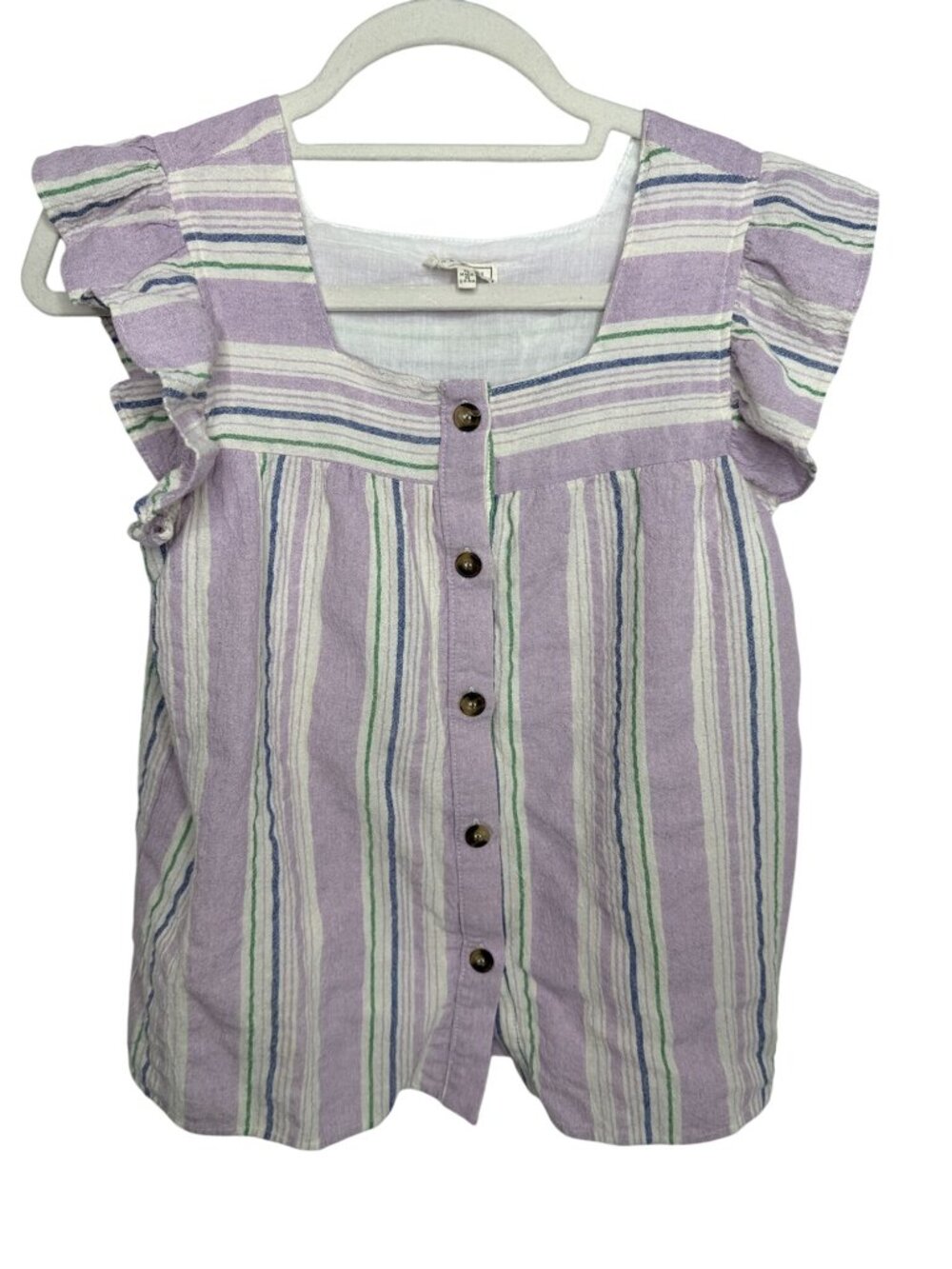Hayden Girls XL Lavender Stripe Flutter Sleeve Cotton Top